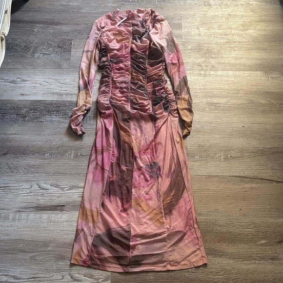 By Anthropologie Long Sleeve Printed Mesh Midi Dress - Picture 2 of 6